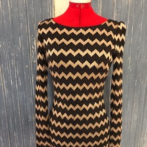 Size 2 Black and gold zigzag dress